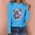 thumbnail image 2 of Leutsin T-shirt Blouse à Manches Longues Décontracté Ample à Col Rond Imprimé pour Femmes, 2 of 7