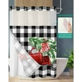 thumbnail image 2 of No Hook Shower Curtain with Snap in Liner, Christmas Red Truck Xmas Tree Black White Plaid Hotel Shower Curtains for Bathroom, Washable Shower Curtain Liner Set with Mesh Top Window, 72”x78”, 2 of 6