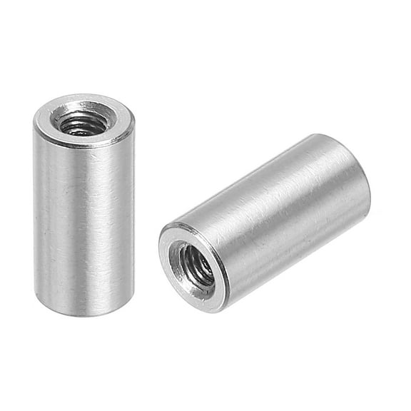 Uxcell 12 Pack M3 Round Connector Nuts, 304 Stainless Steel Coupling Nut 8mm/0.31" Length Sleeve Rod Bar Stud Nut for Bracket, M3x8x6mm
