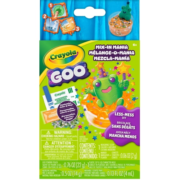 Crayola Goo Mix‑In Mania Frog Slime Kit, DIY Scented Goo Craft with Frog Mold, Sensory Arts & Crafts, Adaptive Art, Gift for Kids, Ages 6 