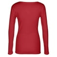 thumbnail image 4 of Women Blouses Warm Sportswear Women Lady V Neck Long Sleeve U Neck Turtleneck Bodysuit Long Sleeve Sleep Shirt Pack Ski Base Layer Ladies Crop Top Ladies Dress Shirts Casual Summer Blouses Red L, 4 of 5