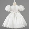 thumbnail image 4 of SERTG Little Girls' Puff Sleeve Dress with Back Zipper Party Solid Color Fashionable Playful Princesse Skirt Outfit for 1-9 Years(White,8 Years), 4 of 5