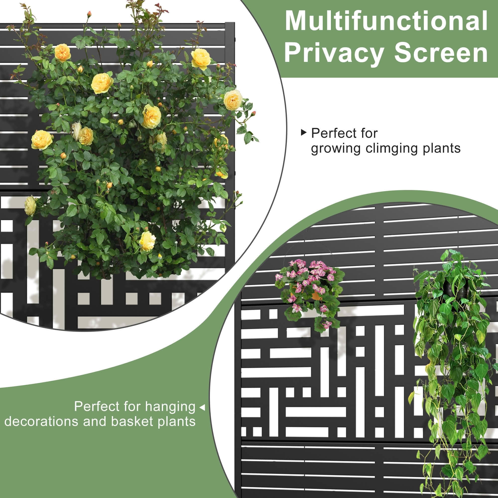 MAYEERTY 72x47x16 Inch Black Metal Planter Box with Trellis for Outdoor Garden & Patio