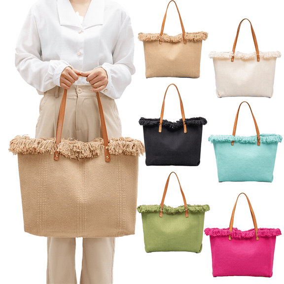 Yoyauz Ladies' Tote Bag Canvas Beach Tote Bag With Zipper Large Shoulder Backpack Handbag, Suitable For Travel, Work, Gym