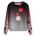 thumbnail image 4 of Tiweut Womens Valentines Day Shirt Gnome Print Long Sleeve Sweatshirt Crewneck Casual Holiday Fashion Graphic Tees Outfits,A-Grey,M, 4 of 4