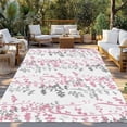 thumbnail image 2 of Pink Grey Botanical Outdoor Rug for Patio/Deck/Porch, Non-Slip Large Area Rug 5 x 7 Ft, Spring Floral Summer Farmhouse Indoor Outdoor Rugs Washable Area Rugs, Reversible Camping Rug Carpet Runner, 2 of 8