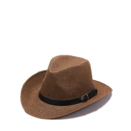 Cowboy Hats Hat - UKAP Men's Classic Panama Hat Beach Hat Packable Foldable Wide Brim Fedora Straw Hat Cowboy Hat Summer Sun Jazz Cap