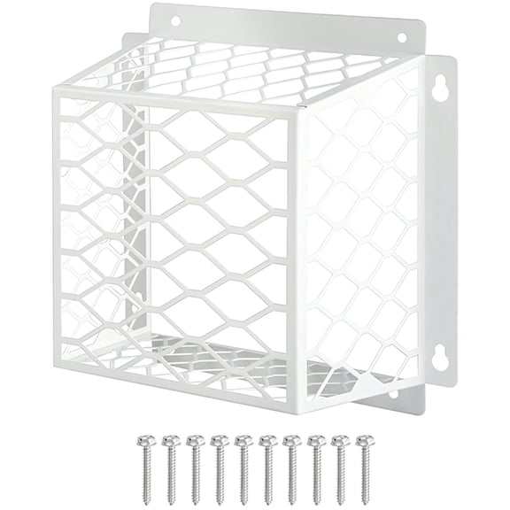 Dryer Vent Cover Outside, Steel Bird Guard for 3 in / 7.6 cm - 4 in / 10.2 cm Dryer Exhaust, Universal Animal Deterrent Screen, White Slanted Top, Home Bathroom Kitchen Fan Ventilation Protector