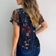 thumbnail image 2 of Pntutb moda mujer cuello redondo manga farol perspectiva punto malla manga Casual suelta top Pntutb Pntutb-993, 2 of 7