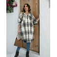 thumbnail image 4 of Zeagoo Womens Plus Size Flannel Plaid Button Down Shirts Long Sleeve Lounge Lapel Tartan Shacket Jacket Long Coats 2025, 4 of 6
