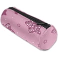 thumbnail image 2 of Customize Pink Five-Pointed Star Flashes Cylindrical Pencil Bag, Pencil Box Zipper Stationery Bag, Wash Bag, 2 of 4