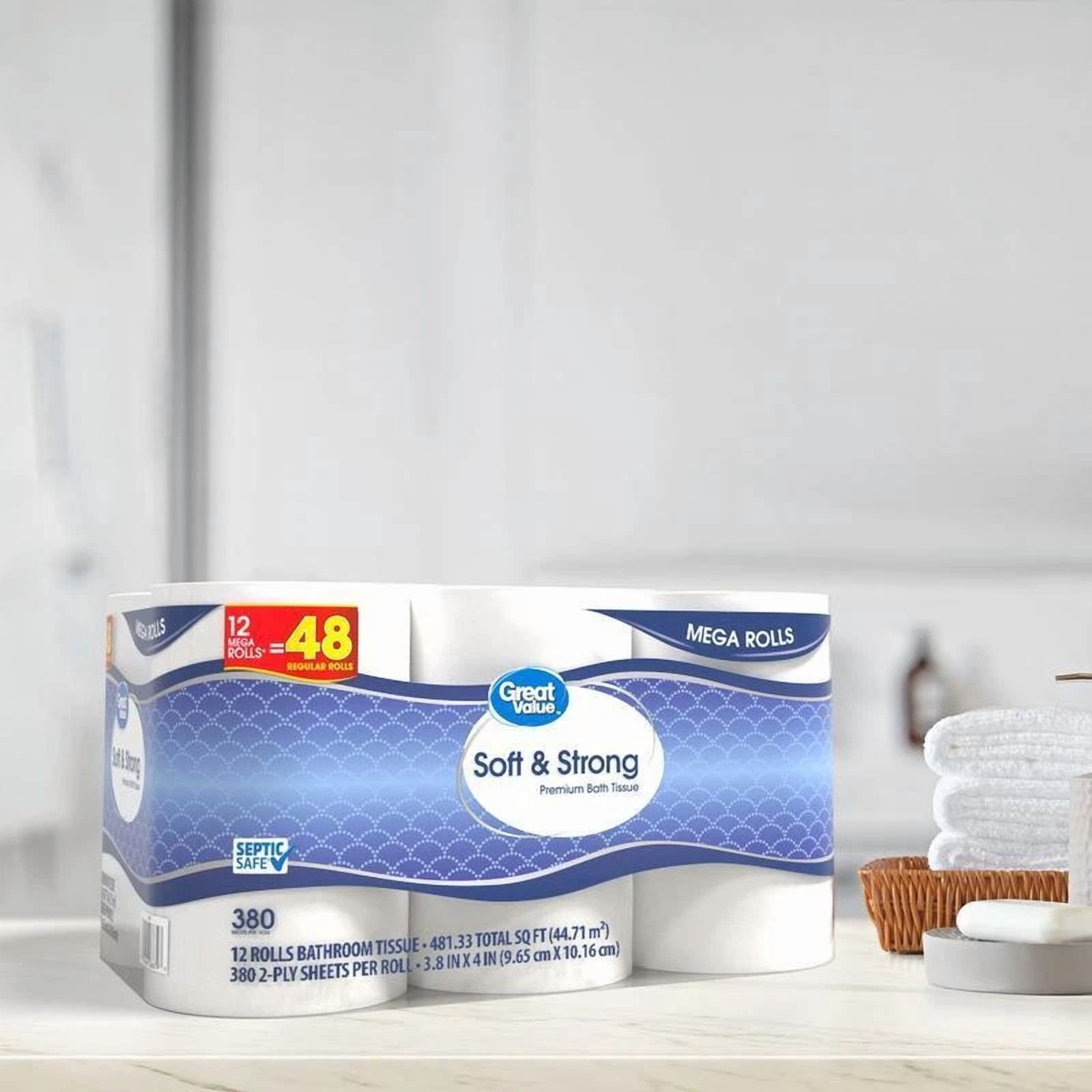 OZEA -Soft Strong 2-Ply Toilet Paper Mega Roll 12 Count Septic Safe Absorbent Domestic
