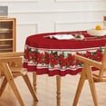thumbnail image 2 of Christmas Tablecloth 60×84 Inch Oval, Poinsettia Red Washable Table Cover for Party Picnic Dinner Decor, 2 of 6