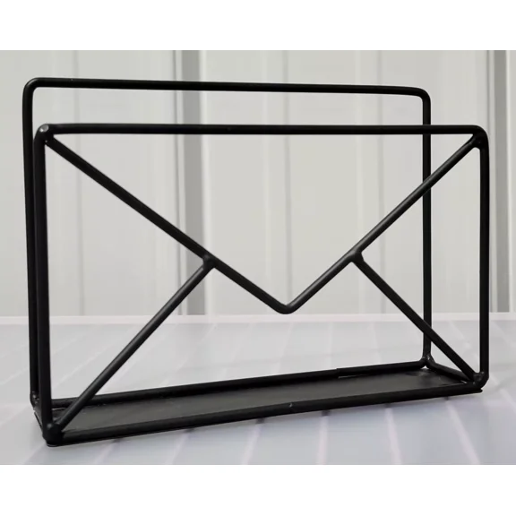 Black Finish Desktop Home Or Office Letter Mail Paper Holder Metal Organizer