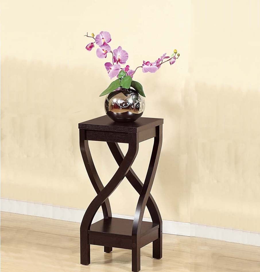 Elegant Design Small Size Plant Stand, Dark Brown by Benzara