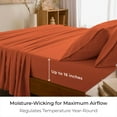 thumbnail image 3 of Mellanni 5-Piece Iconic Split King Bedsheet Set - Microfiber, 16" Deep Pocket, Cooling, Wrinkle, Fade, Stain Resistant, Poppy Orange, 3 of 6