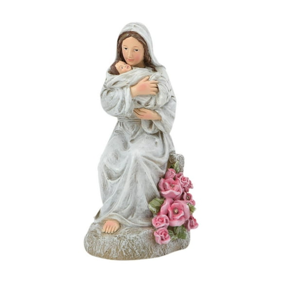 S SERENABLE Virgin Mary Figurine Garden Light Jesus Statue for Bedroom Lawn Church Altar Painted