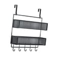 thumbnail image 4 of Colgador de puerta con cesta de malla, toallero para sombreros, cocina y dormitorio negro, 4 of 9