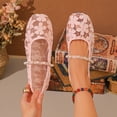 thumbnail image 2 of Women's Mesh Ballet Flats Bowknot Round Toe Ballerina Flats Closed Toe Comfortable Casual Breathable Work Shoes Mary Jane Shoes Size 43 Pink-A, 2 of 8