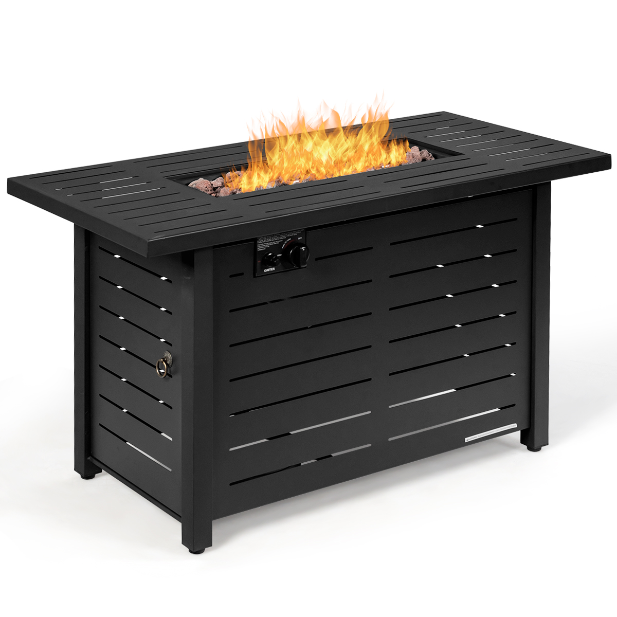 Topbuy Outdoor 60,000 BTU Fire Pit Table Patio Propane Heater w/Door & Table Cover