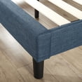 thumbnail image 2 of Zinus Upholstered Navy Button Detailed Platform Bed  / Mattress Foundation / Easy Assembly / No Boxspring Needed / Wood Slat Support, 2 of 6