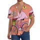 thumbnail image 1 of Fotbe Flamingo Riding a Bicycle Camisa Estampada de Manga Corta para Hombre, Casual de Verano, Estilo Playero, Sin Arrugas-4X-Large, 1 of 5