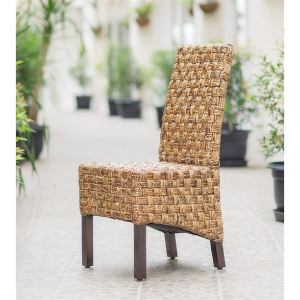 Victor Abaca Basket Weave Dining Chairs with Mahogany Hardwood Frame