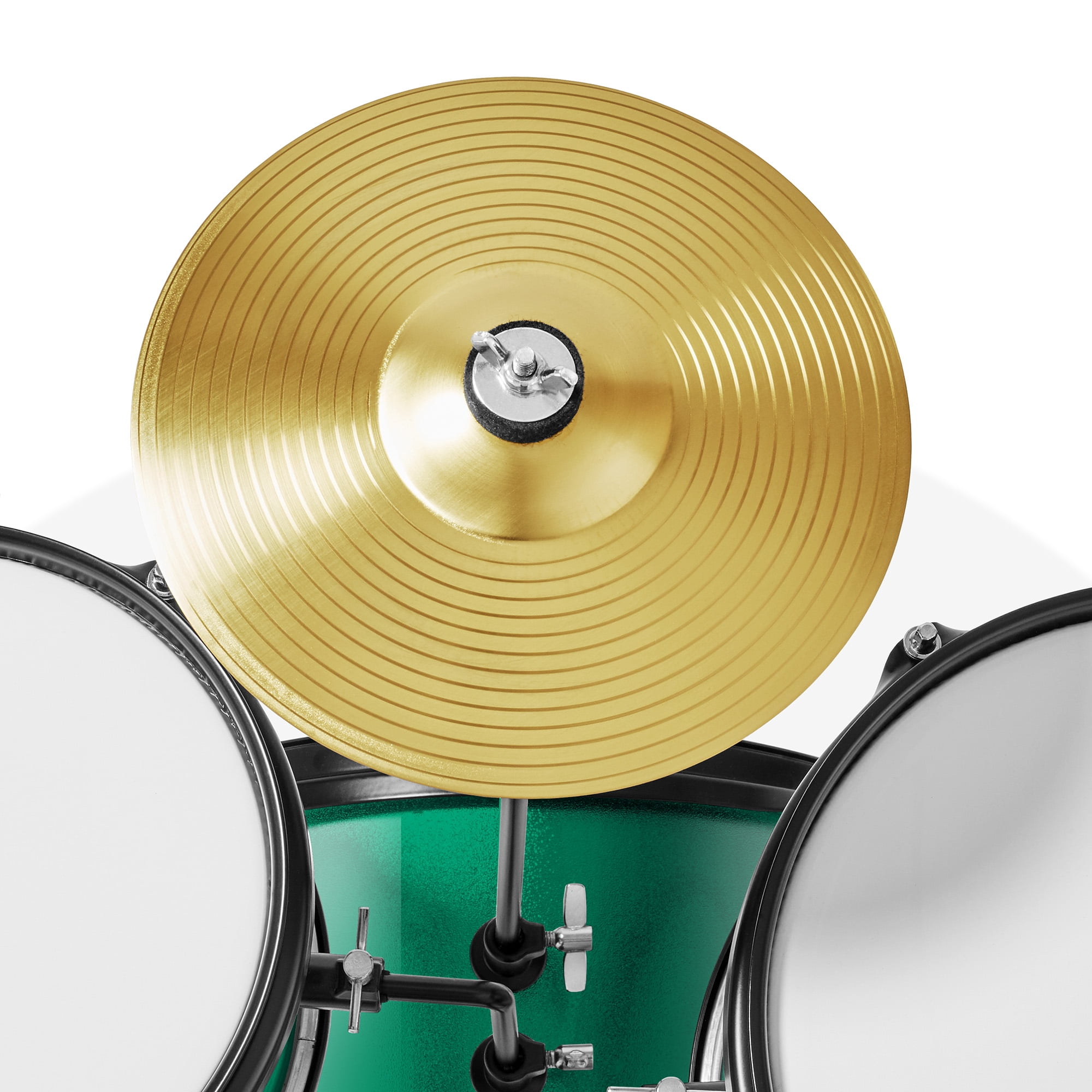 Gammon 3-Piece Junior Drum Set - Green, Starter Drum Kit with Throne, Cymbal, and Drumsticks