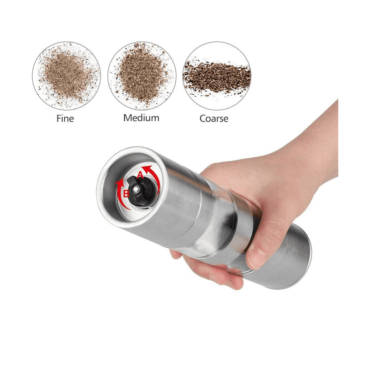 2X 2 in 1 Salt and Pepper Grinder Set,Stainless Steel Salt Grinder with Adjustable Ceramic Rotor