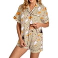 thumbnail image 3 of CUIYUAN Pajama for Women Sets 2 Piece Short Sleeve Pj Sets Satin Sleepwear Button Down Loungewear Set Halloween Pajamas Set 2026 Fall Lounge Sets for Women, 3 of 4