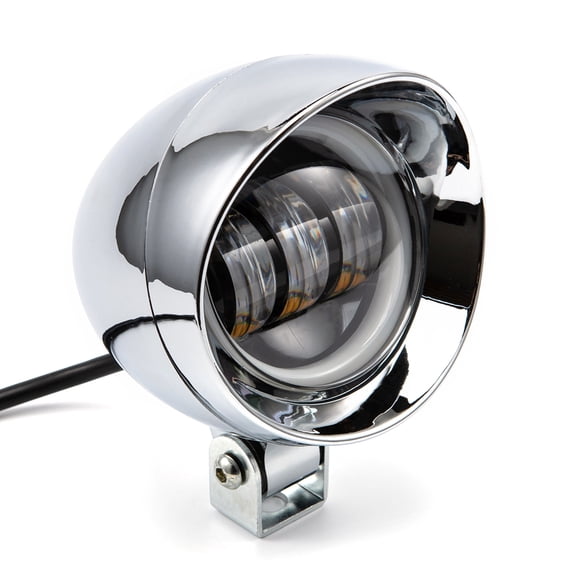Chrome Bullet LED Motorcycle Fog Lights & Auxiliary Headlight - Dual Color DC12V for ATV, Cruisers, Scooters