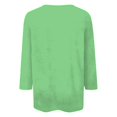 thumbnail image 5 of Green Womens Tops Women's Round Neck Printed Seven Sleeve Casual T Shirt Top Shirts for Women, 5 of 5