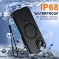 thumbnail image 2 of Funda impermeable Oterkin para iPhone 15 con soporte magnético, color azul, 2 of 7