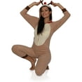 thumbnail image 3 of Secret Santa Mens and Womens Union Suit Christmas Pajama, Brown, Size: Medium, 3 of 4