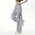 thumbnail image 4 of Tqcoqu Women's Cargo Pants with Drawstring Hight Waist Loose Fit Hiking Trousers Streetwear Cargo Pants,Gray,Women's M-XXL, 4 of 6
