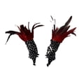 thumbnail image 1 of 2 guantes góticos punk fáciles de llevar con correa ajustable y plumas artificiales portátiles. Rojo, 1 of 9