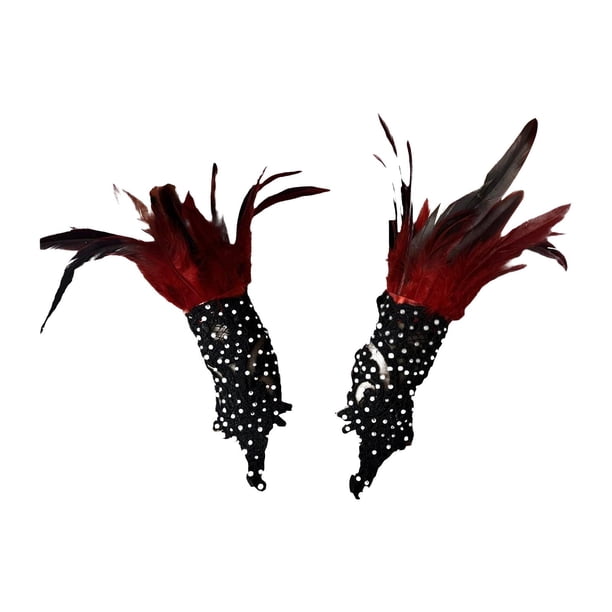 2 piezas de guantes góticos punk transpirables y fáciles de llevar, guantes sin dedos de encaje para Rojo