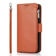 thumbnail image 2 of SaniMore iPhone 14 6.1" 2022 Case with Wrist Strap 2 in 1 Zipper Wallet [Card Slots] Premium PU Leather Skin [Retro Durable] Shockproof Anti-scratch Kickstand Business Cover For iPhone 14, Brown, 2 of 8