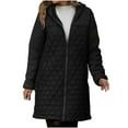 thumbnail image 2 of Qetyuw Womens Quilted Puffer Jacket Sherpa Patchwoek Winter Warm Hooded Jackets Zip Up Long Sleeve Casual Long Coat, 2 of 6