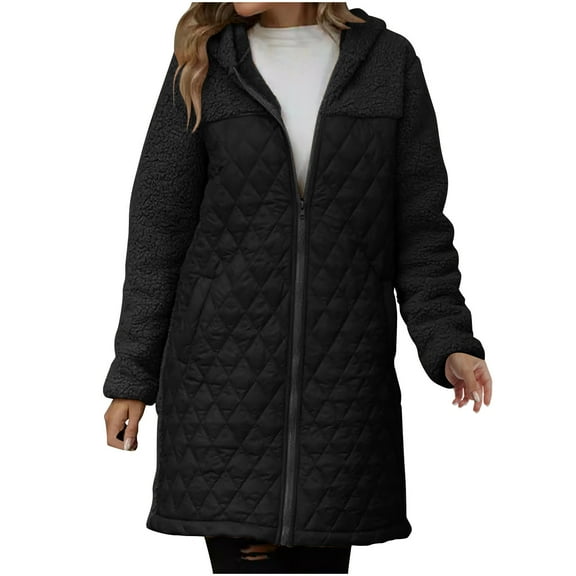 UYISJ Women's Winter Fashion Clothes Oversized Shearling Fleece Long Sleeve Thermal Coats Solid Color Hooded Jackets XL