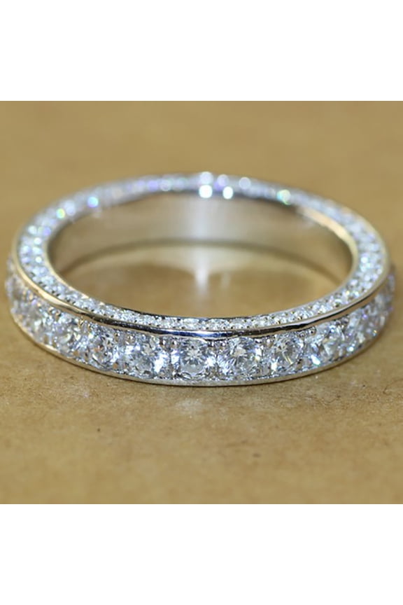 Wedding Ring Round Shiny Non-Fading Rhinestone Inlaid Symmetric Finger Circlet Bridal Jewelry