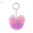 thumbnail image 1 of Plush Multicolor Splicing Heart-shaped Pendant Keychain Bag Car Key Ring Decor, 1 of 8
