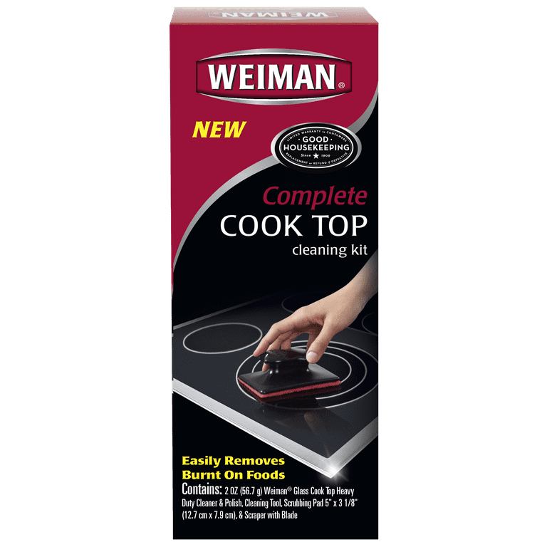  Weiman Ceramic and Glass Cooktop - 10 Ounce - Stove Top Daily Cleaner  Kit - 12 Ounce - Glass Induction Cooktop Cleaning Bundle for Heavy Duty  Mess Cleans Burnt-on Food : Health & Household