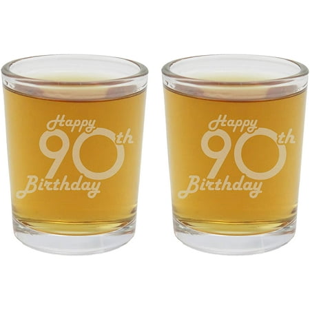 

2pk Retro Birthday Etched 2.5oz Shot Glasses - 90th Birthday Gift