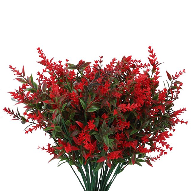 Flor de lavanda artificial Toque real Ramo falso para jarrón Interior Exterior Hogar Banquete de boda Decoración de jardín Accesorios de fotos Arreglo Rojo Sunnimix Ramo De Lavanda