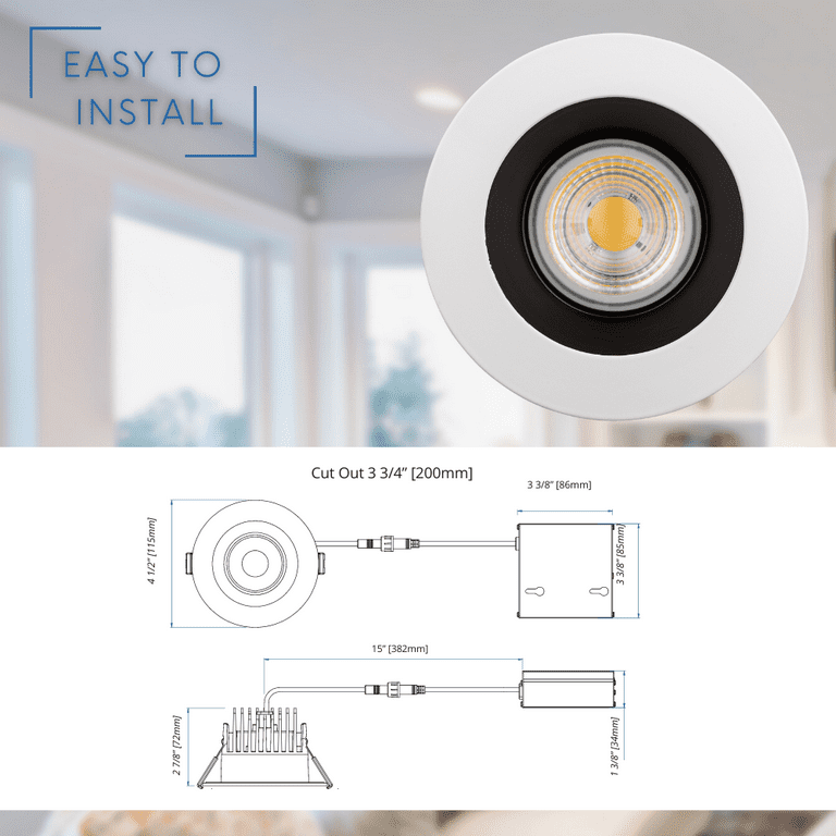 Perlglow 4 inch Round Two Tone Smooth Downlight Luminaire LED Recessed Light Fixtures Ceiling Lights Dimmable 3000K