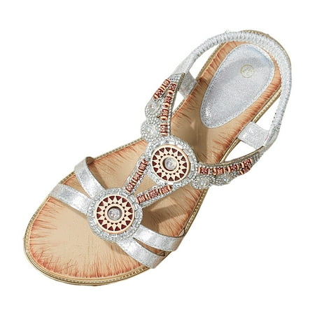 

Jungdeepe Ladies Shoes Wedge Sandals Bohemian Sandals Round Toe Wedge Rhinestone Sandals Women s Sandals with Arch Support Size 11 Shower Sandals Women Comfort Sandals for Women Heeled Sandals for