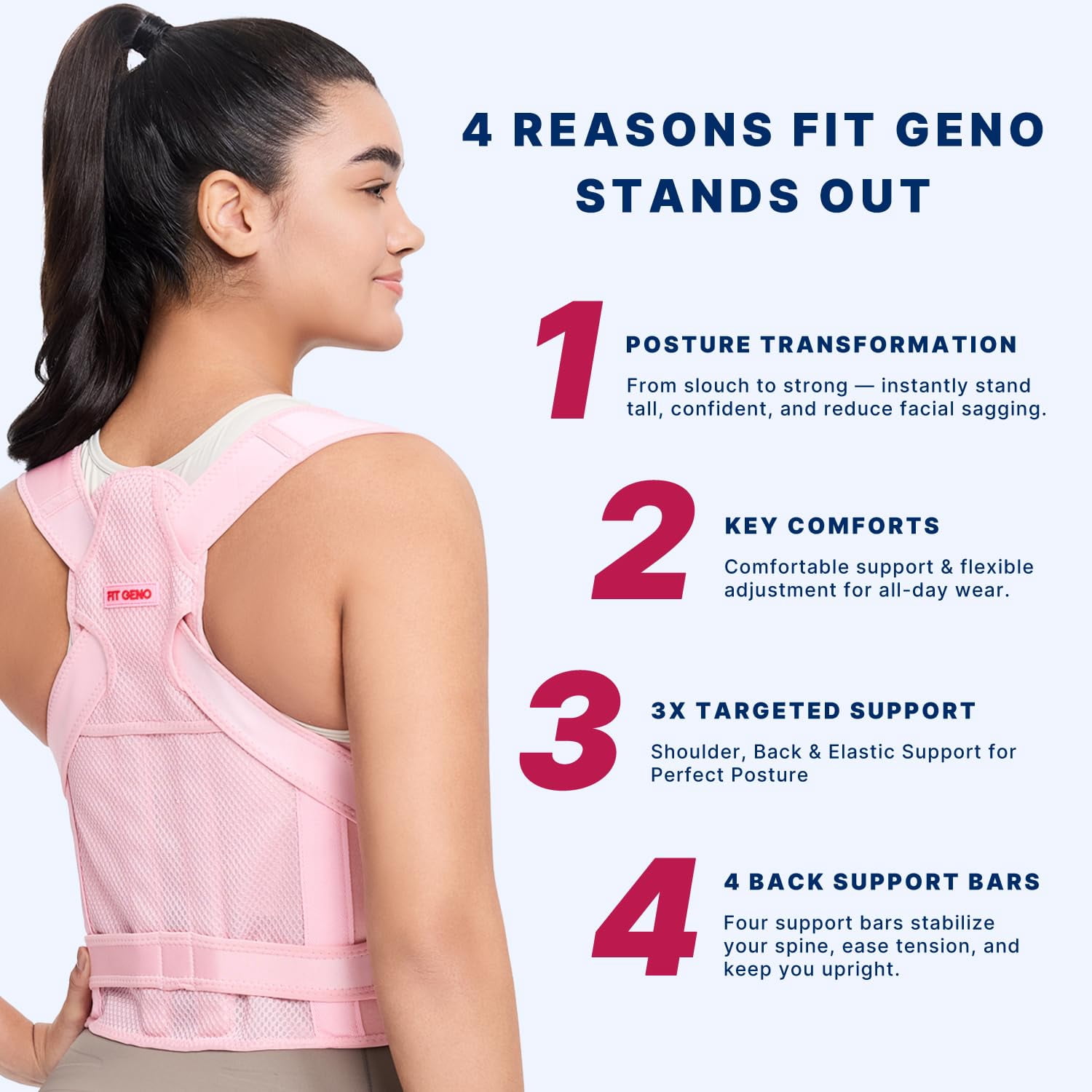 Fit Geno Back Brace and Adjustable Posture Corrector And Trainer for Women and