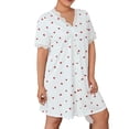 thumbnail image 4 of Heart Print V neck Sleepshirts Short Sleeve Red and White Plus Size Nightgowns & Sleepshirts (Women's Plus), 4 of 4