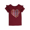 Garanimals Baby & Toddler Girls "Be Kind" Plaid Heart Graphic Flutter T-Shirt with Short Sleeves, Sizes 12M-5T, 12M-5T